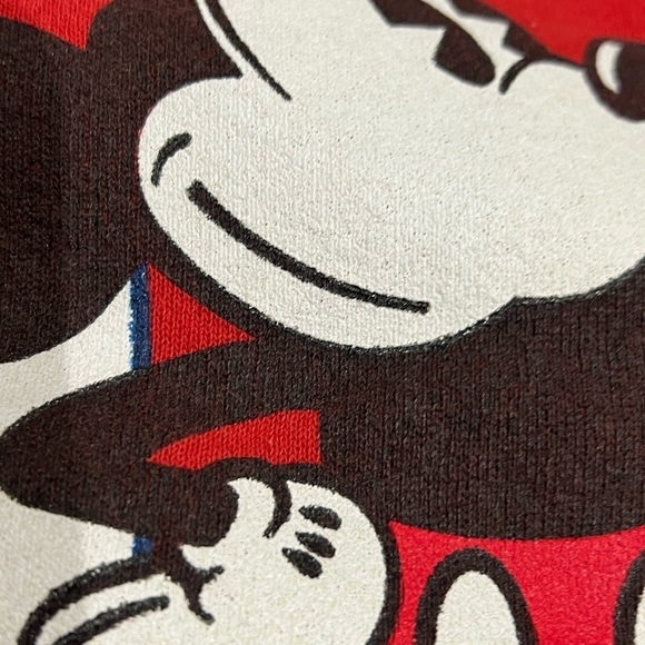 Vintage 1990s Mickey Mouse Disney Land Red Cartoon Graphic 90s Sweatshirt - Picture 7 of 9